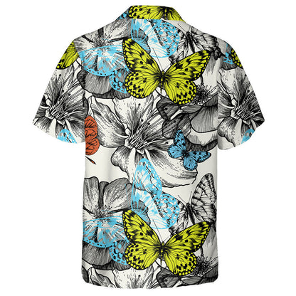 Colorful Blooming Roses And Flying Daisies Hawaiian Shirt, Hawaiian For Gift