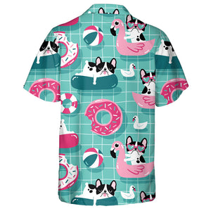 Cute Bulldog In A Swimming Pool Hawaiian Shirt,Hawaiian Shirt Gift, Christmas Gift