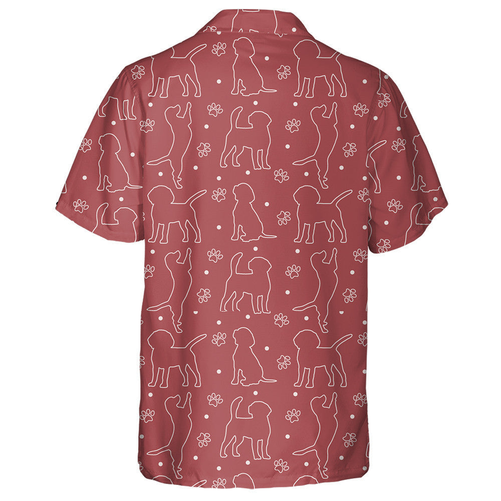 Silhouettes Funny Beagle Dog On Red Hawaiian Shirt,Hawaiian Shirt Gift, Christmas Gift