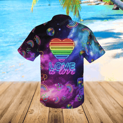 Lgbt Galaxy Love Is Love Neon Style Hawaiian Shirt, Christmas Gift