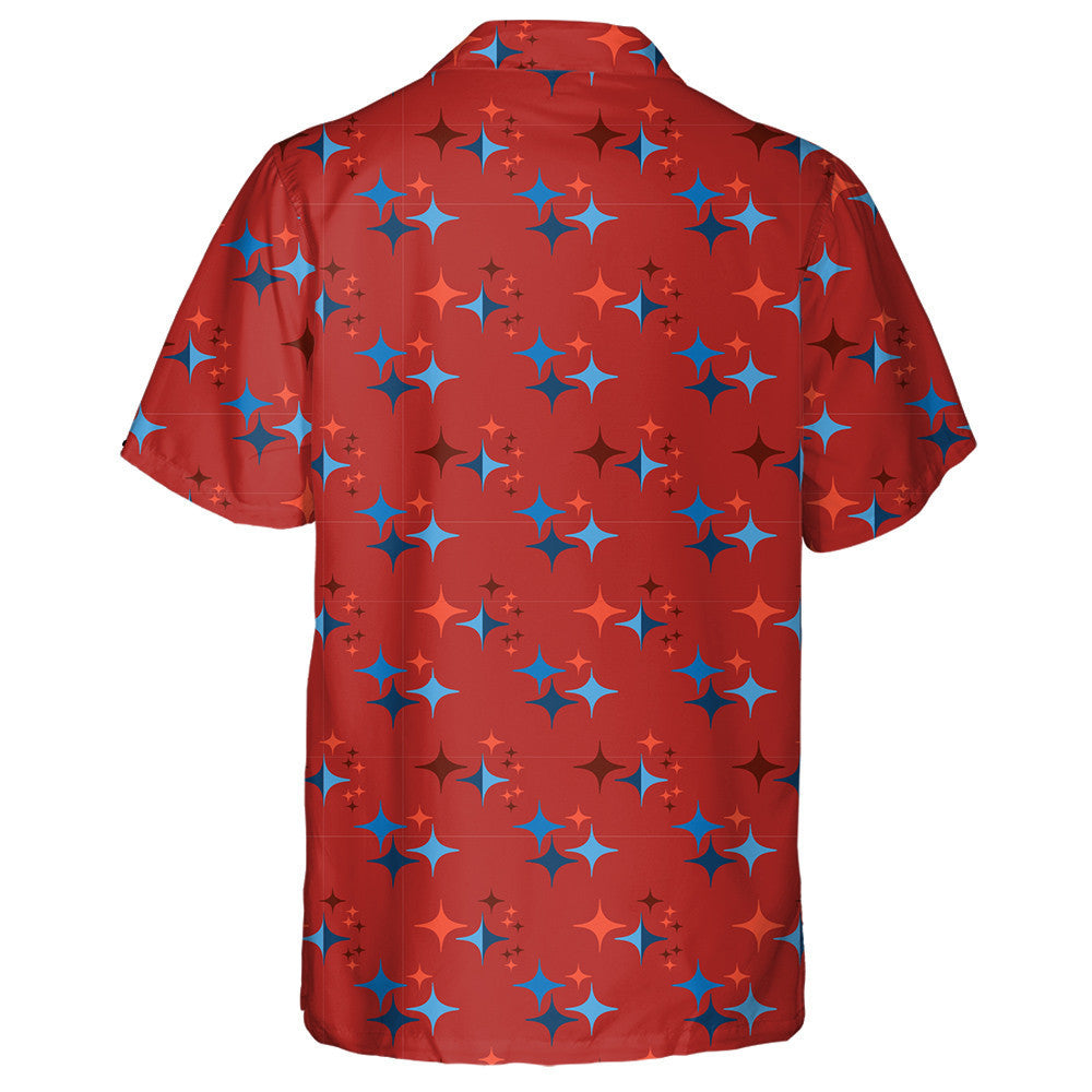 Bling Stars Pattern Repeat In Red And Blue Hawaiian Shirt, Hawaiian Shirt Gift, Christmas Gift