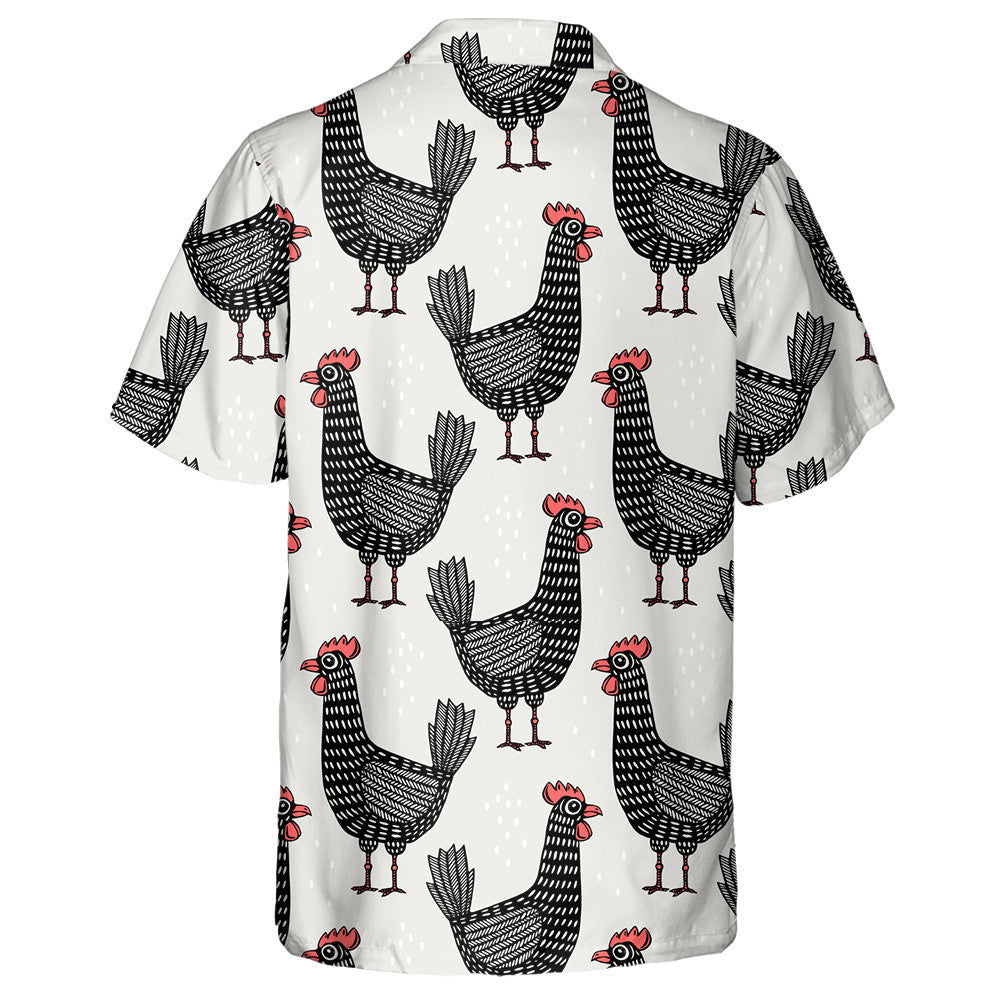 Funny Black Chicken With Red Crest Hawaiian Shirt,Hawaiian Shirt Gift, Christmas Gift