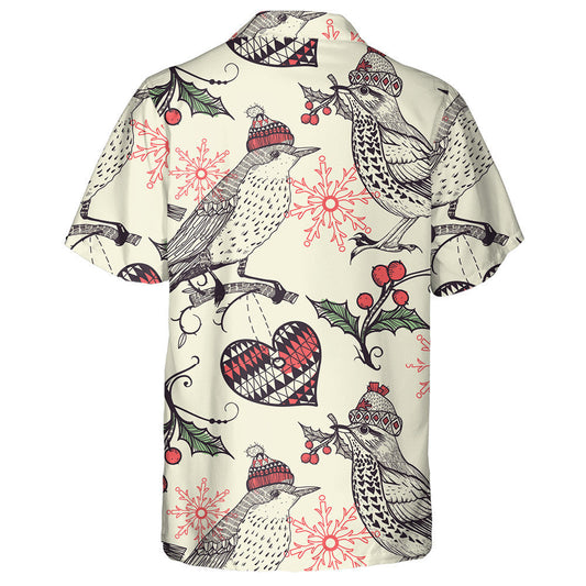 Birds With Winter Hat And Holly Berry Hawaiian Shirt, Hawaiian Shirt Gift, Christmas Gift