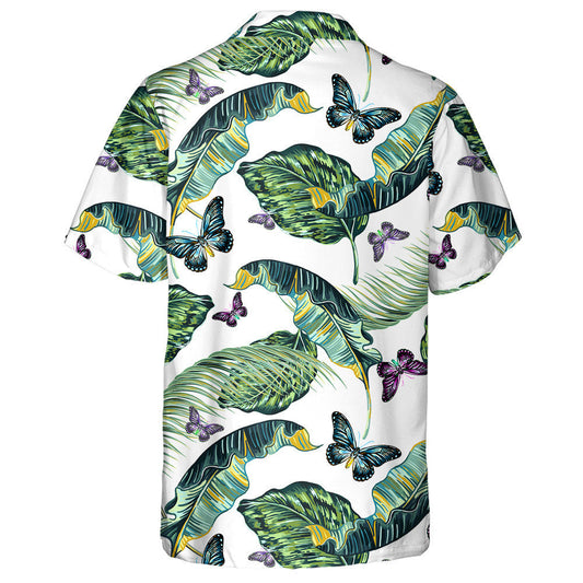 Theme Tropical Leaves And Butterflies Flying Hawaiian Shirt,Hawaiian Shirt Gift, Christmas Gift