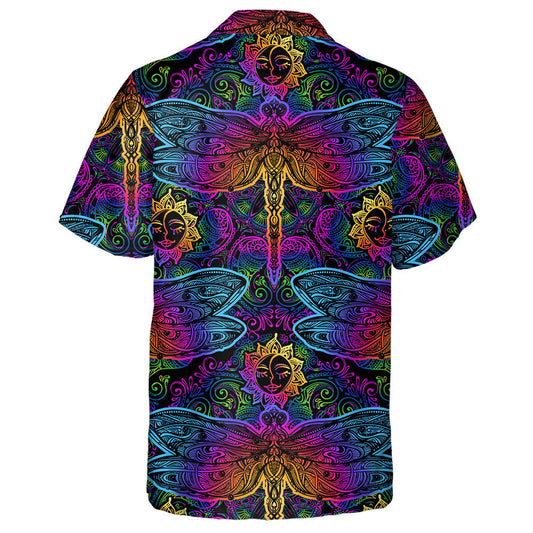 Indian Mandalas Dragonflies Watercolor Style Vintage Hawaiian Shirt, Hawaiian Shirt Gift, Christmas Gift