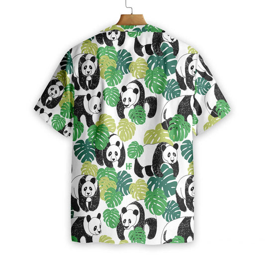 Pretty Animal World Panda Leaves Design Hawaiian Shirt,Hawaiian Shirt Gift, Christmas Gift