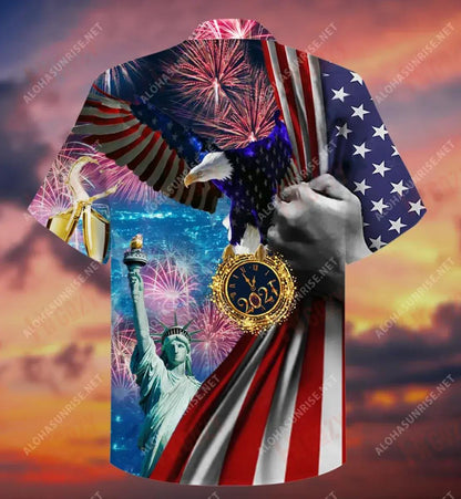 2021 Bliain Nua, Tús Nua, Meiriceá Nua Unisex Léine Gearr Haváís Laethanta Saoire Léinte Haváíais is Fearr Léinte Crazy Haváí, Bronntanas Léine Haváís, Bronntanas Nollag