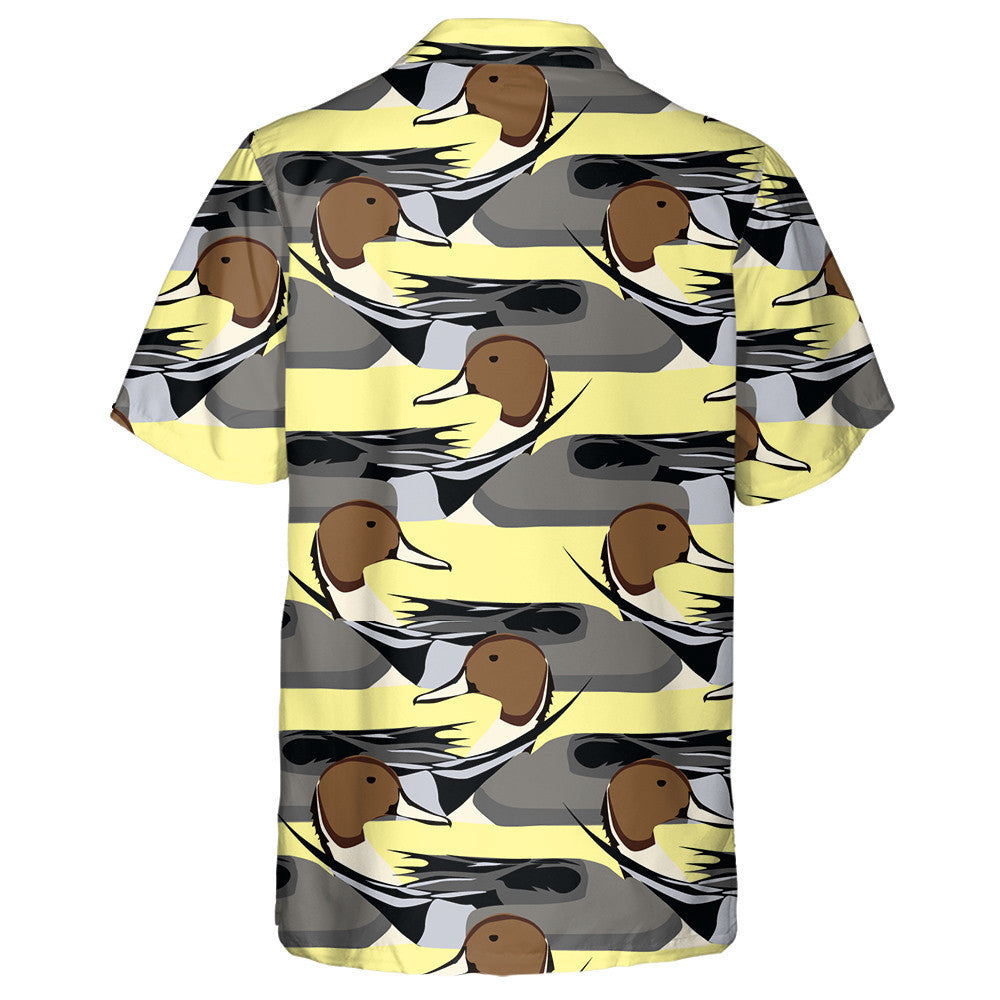 Hand Drawn River Multicolored Geometric Ducks Hawaiian Shirt, Hawaiian Shirt Gift, Christmas Gift