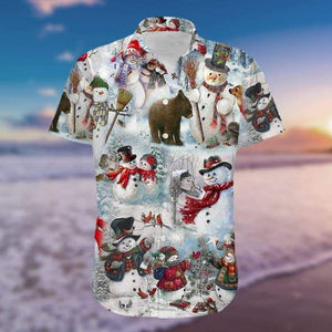 Animal And Cute Snowman Merry Christmas Design Hawaiian Shirt,Hawaiian Shirt Gift,Christmas Gift