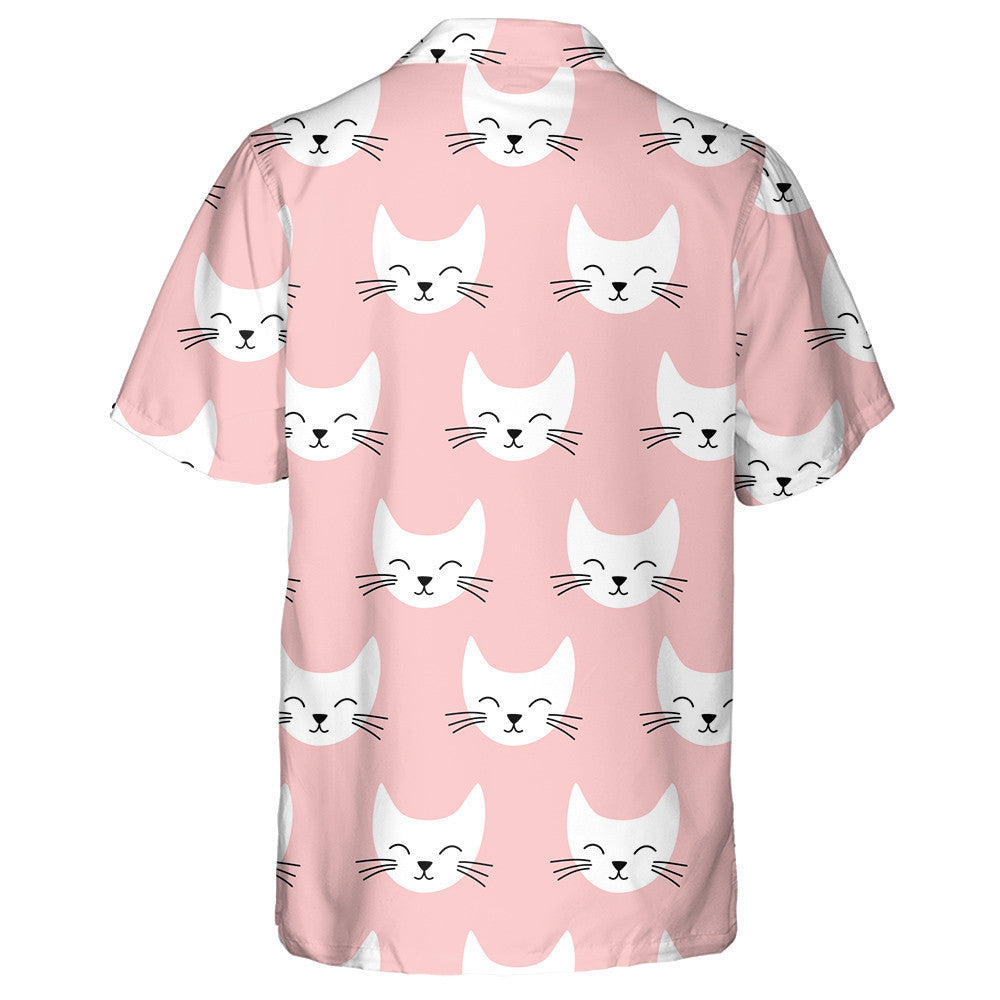 Smiling Cute Cats On Pink Background Hawaiian Shirt,Hawaiian Shirt Gift, Christmas Gift
