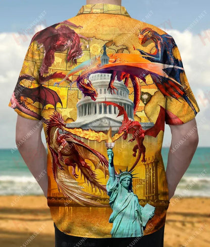 Conquer An Domhan Le Do Dragons Meiriceá Unisex Léine Haváís Laethanta Saoire Muinchille Ghearr Léine haváíais Oirbheartaíochta Patrún Léine Haváíais, Bronntanais Léine haváíais, Bronntanas Nollag