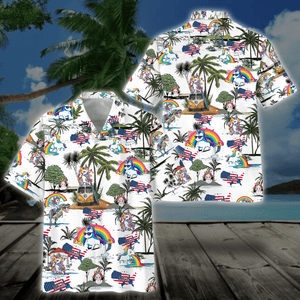 Palm Tree Unicorn And Rainbow Design Hawaiian Shirt,Hawaiian Shirt Gift, Christmas Gift