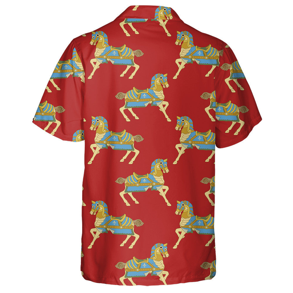 Geometrical With Ornate Vintage Toy Horses Hawaiian Shirt,Hawaiian Shirt Gift, Christmas Gift