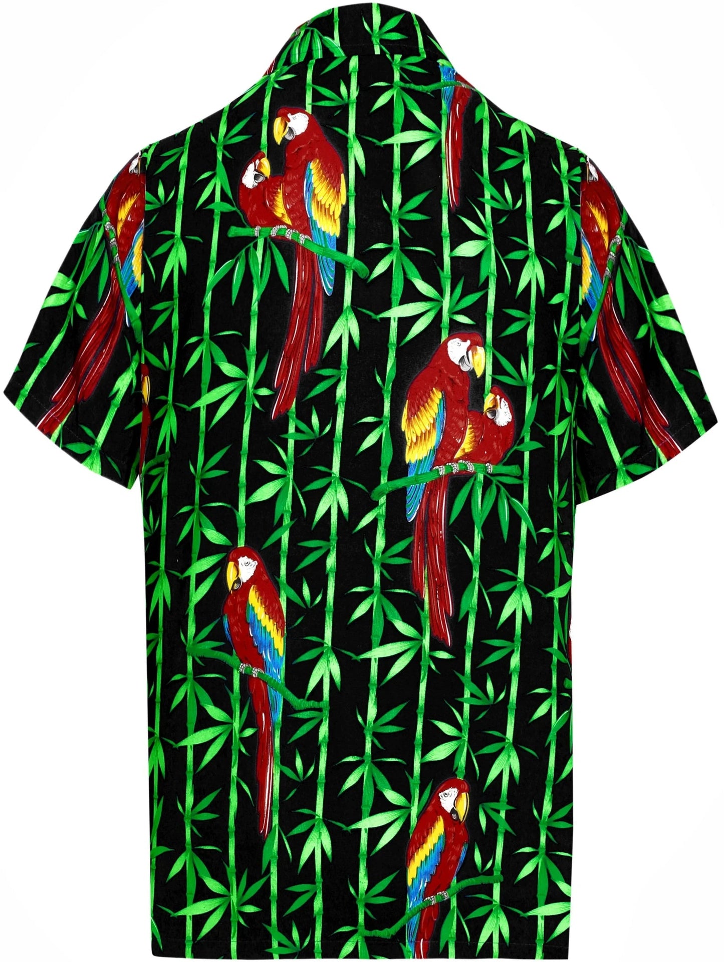 Parrot And Bamboo Rope On Black Tropical Hawaiian Shirt,Hawaiian Shirt Gift, Christmas Gift