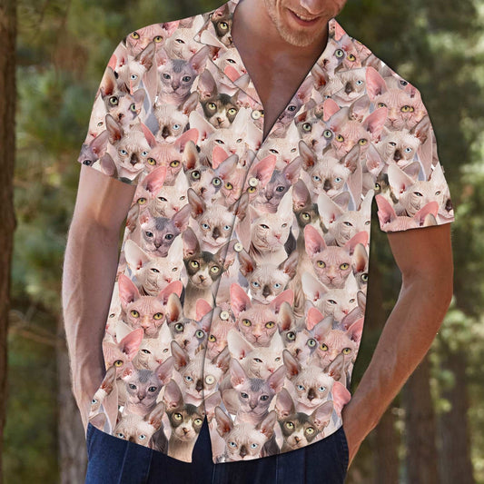 Awesome Sphynx Cat Group Design Themed Hawaiian Shirt, Hawaiian Shirt Gift, Christmas Gift