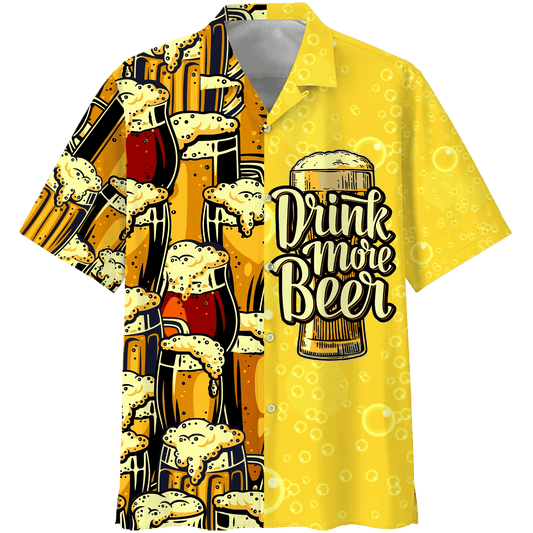 Drink More Beer Watercolor Design Hawaiian Shirt,Hawaiian Shirt Gift, Christmas Gift