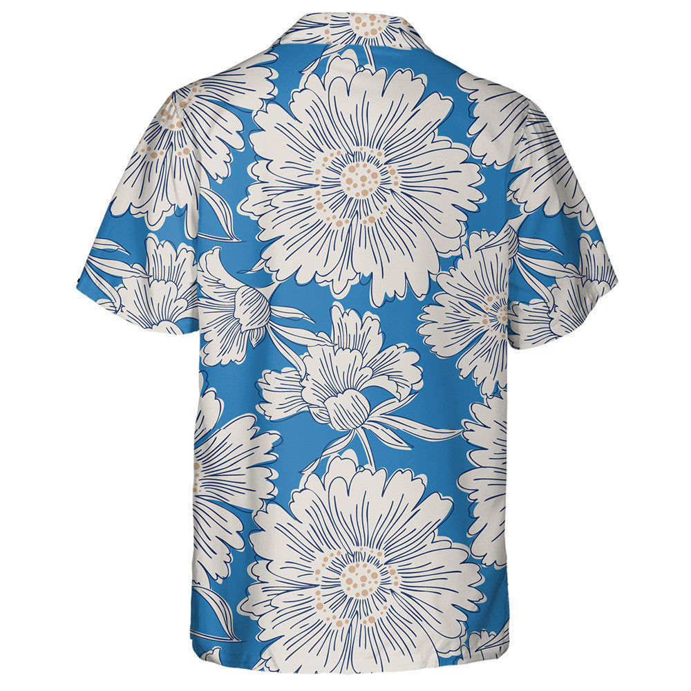 Bláthanna Gairdín Coimrithe Lámh-tharraingthe Dearadh Téama Gorm Léine Haváís, Bronntanas Léine Haváíais, Bronntanas Nollag