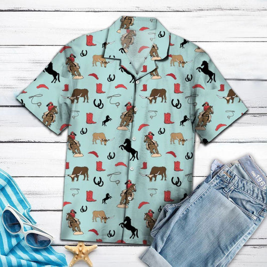 Horses And Cowgirl Horseshoes On Mint Design Hawaiian Shirt, Hawaiian Shirt Gift, Christmas Gift