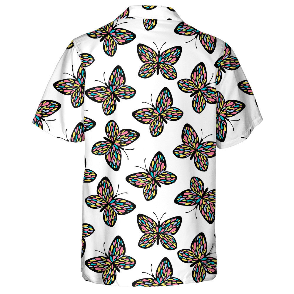 Hand Drawn Colorful In Wings Of Butterflies Hawaiian Shirt, Hawaiian Shirt Gift, Christmas Gift