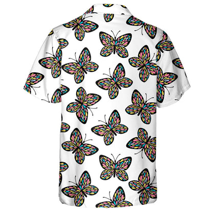Hand Drawn Colorful In Wings Of Butterflies Hawaiian Shirt, Hawaiian Shirt Gift, Christmas Gift