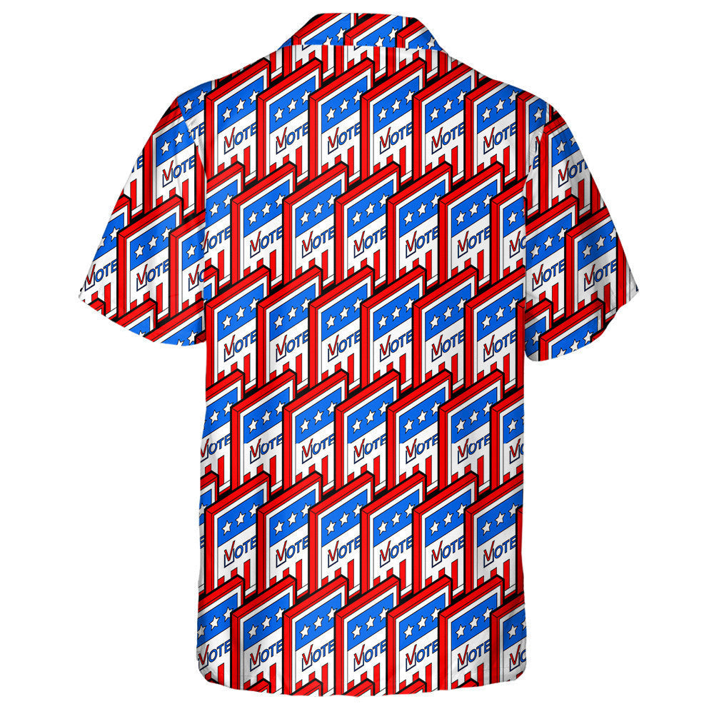 Vote USA Election Day Cards Patriotic Pattern Hawaiian Shirt, Hawaiian Shirt Gift, Christmas Gift