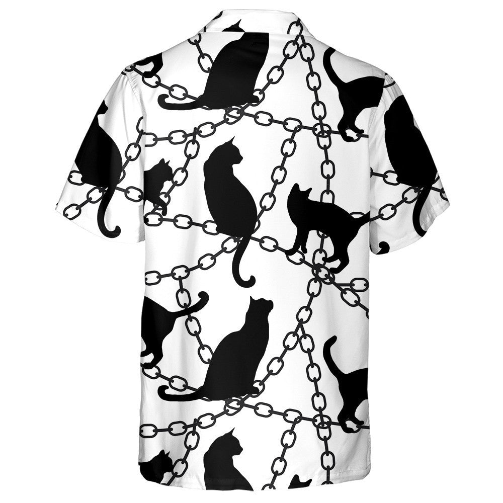 Silhouettes Of Black Cats And Chains Hawaiian Shirt,Hawaiian Shirt Gift, Christmas Gift