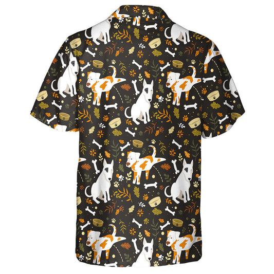 Cartoon Dogs With Bones Footprint And Leaves Hawaiian Shirt, Hawaiian Shirt Gift, Christmas Gift