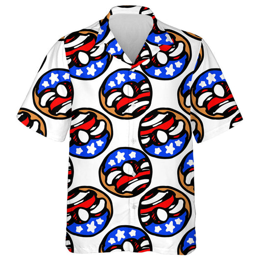 Donut Sweet Le Icing Siombailí Bratach Mheiriceá Patrún Léine Haváís, Bronntanas Léine Haváís, Bronntanas Nollag