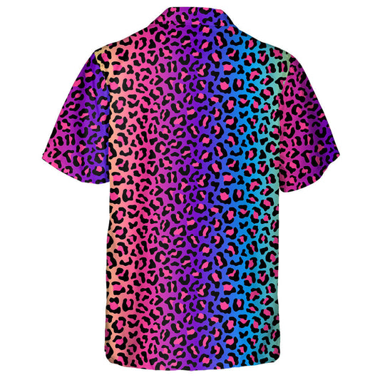 Colorful Leopard Neon Rainbow Colored Background Hawaiian Shirt, Hawaiian Shirt Gift, Christmas Gift