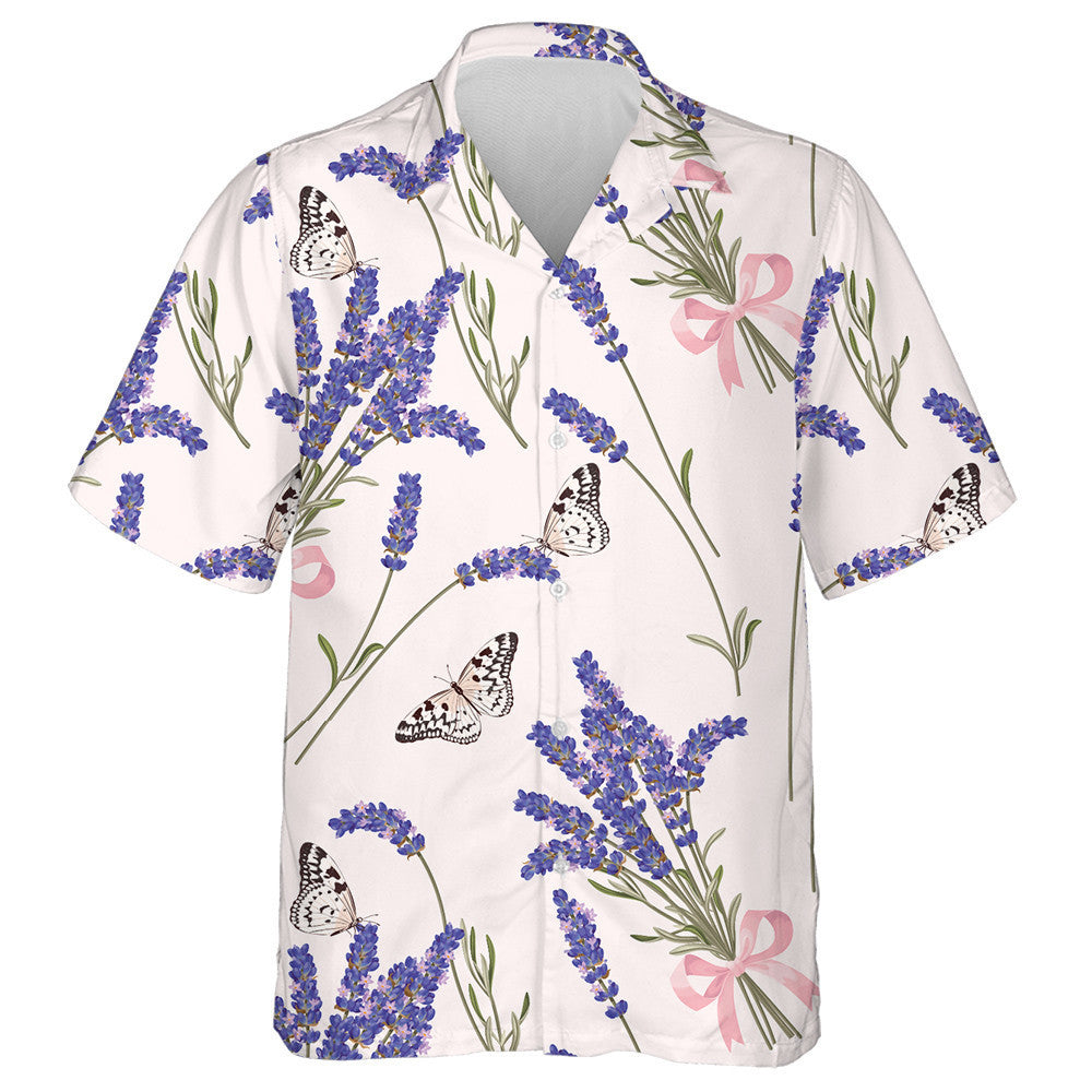 Theme Purple Lavender Flowers And Butterflies Hawaiian Shirt,Hawaiian Shirt Gift, Christmas Gift