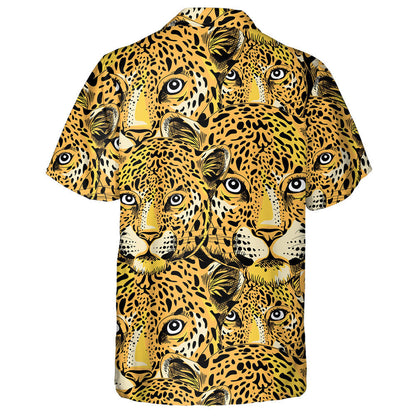 The Big Face Leopard On Black Background Hawaiian Shirt, Hawaiian Shirt Gift, Christmas Gift