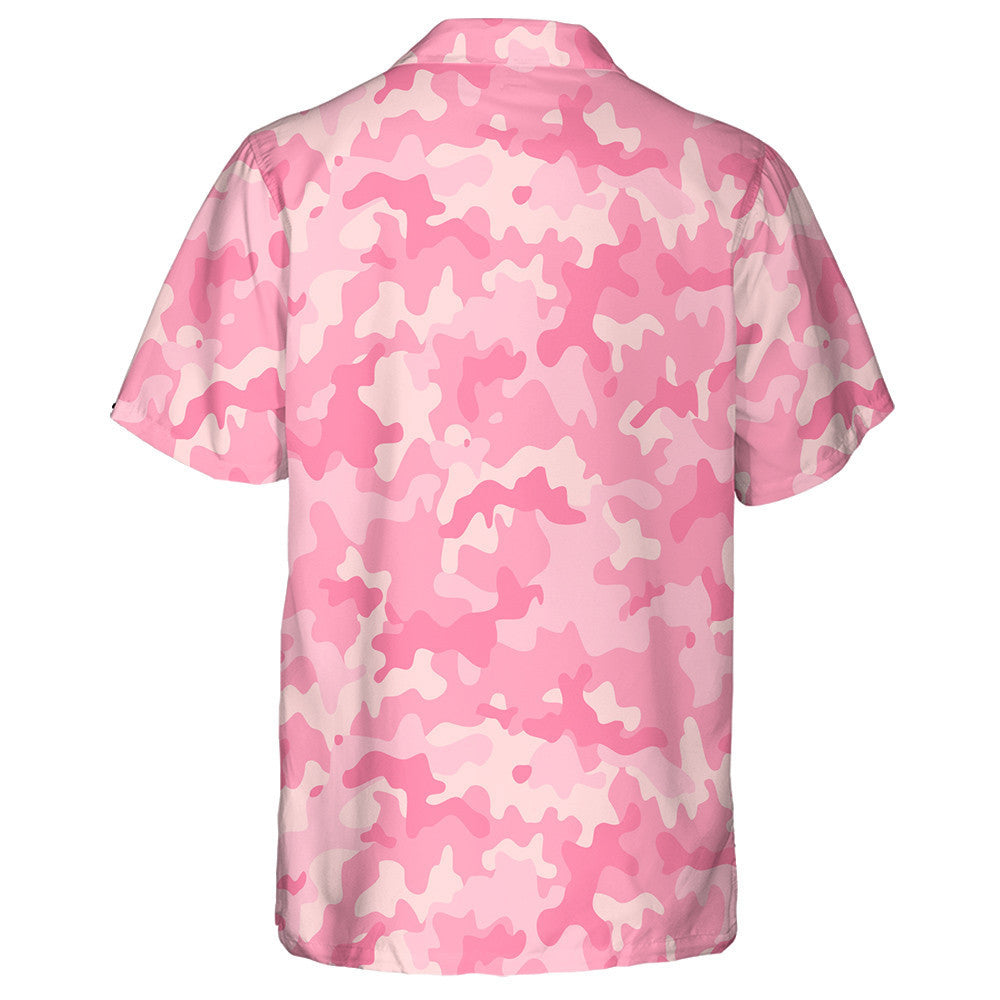 Watercolor Girly Camo Pink Textured Military Pattern Hawaiian Shirt, Hawaiian Shirt Gift, Christmas Gift