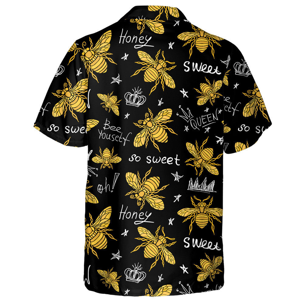 Dubh Agus Buí Lámh Tarraingthe Órga Bee Bee Léine Haváís, Léine haváíais Bronntanas, Nollag Bronntanas