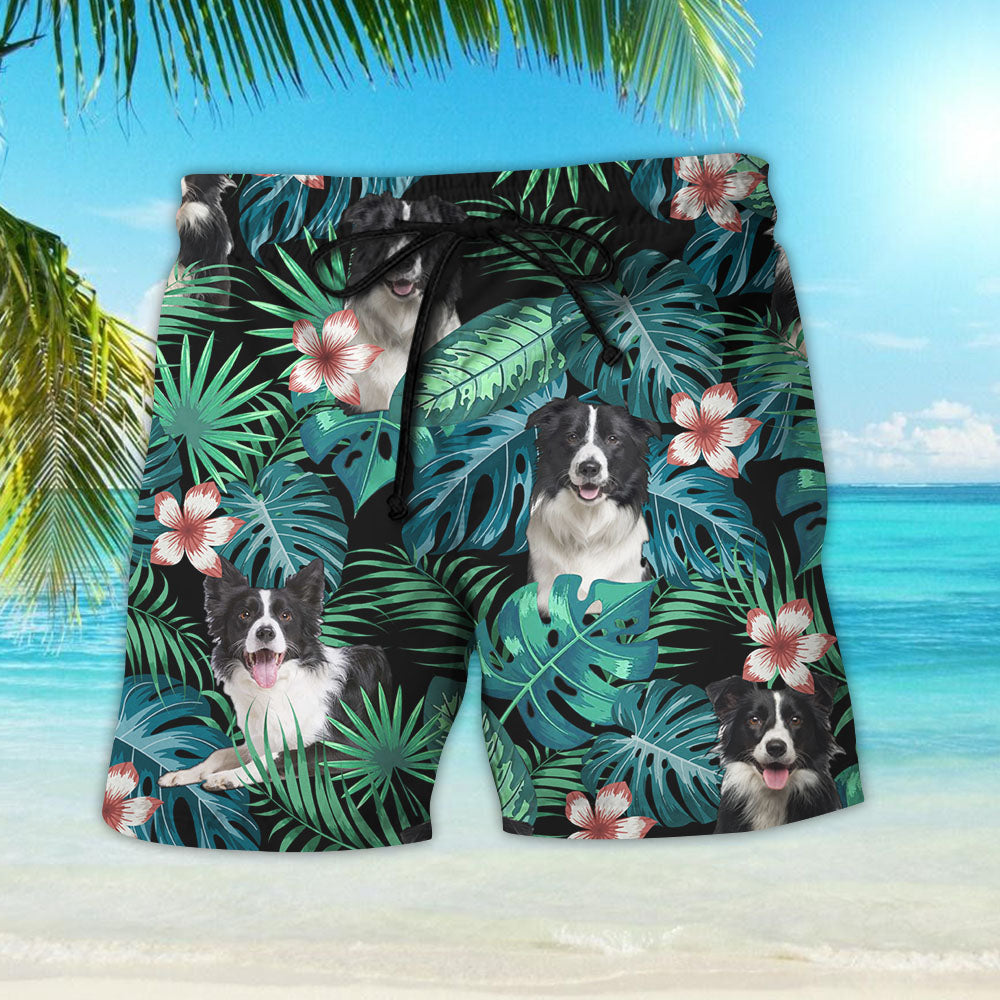 Border Collie Hawaiian Shirt - Border Collie Green Tropical Hawaiian Shirt - Summer Gifts For Men,Hawaiian Shirt Gift, Christmas Gift