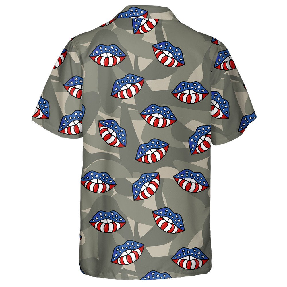 Liopaí Bhratach Mheiriceá Ar Dhuaithníocht Cúlra Míleata Léine haváí, Bronntanas Léine haváí, Bronntanas Nollag