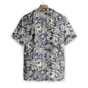 Apes Skull Seamless Pattern Design Hawaiian Shirt, Hawaiian For Gift