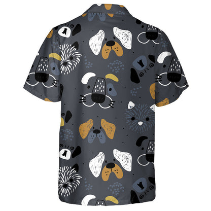 Hand Drawn Dog's Faces On Grey Background Hawaiian Shirt, Hawaiian Shirt Gift, Christmas Gift