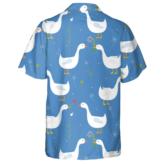 Hand Drawn Funny With Duck And Flower Hawaiian Shirt, Hawaiian Shirt Gift, Christmas Gift