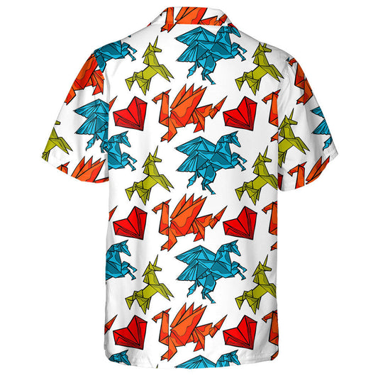 Magical Animals Origami Dragons And Unicorn Hawaiian Shirt, Hawaiian Shirt Gift, Christmas Gift