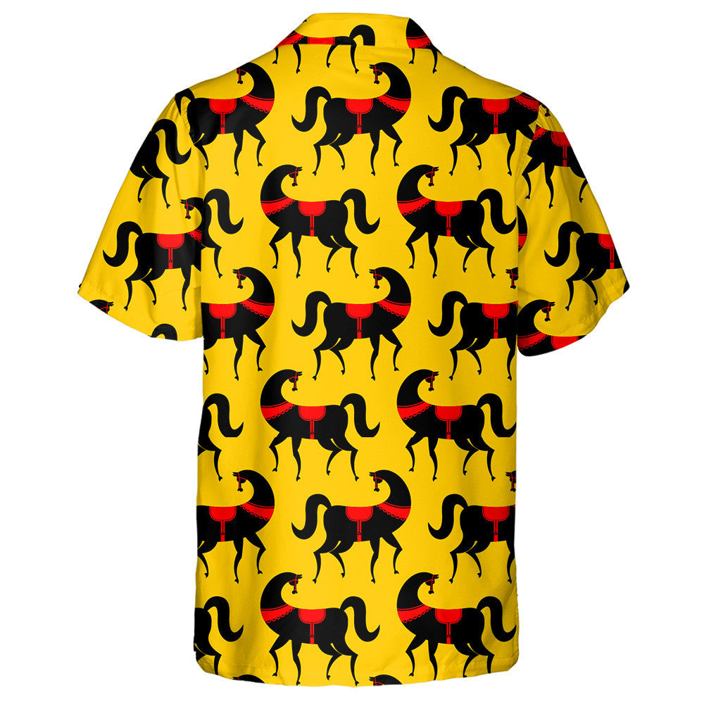 Black Horse National Folk Craft Texture Hawaiian Shirt, Hawaiian Shirt Gift, Christmas Gift