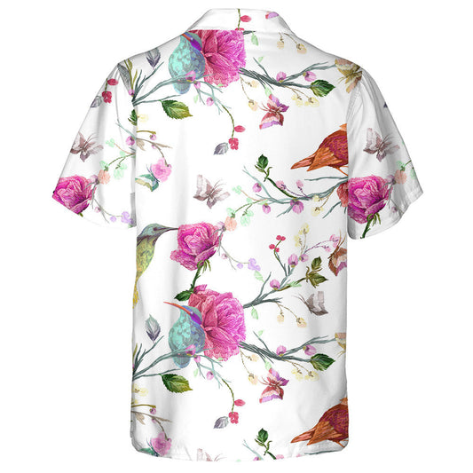 Vintage Floral With Beautiful Bird And Butterfly Hawaiian Shirt, Hawaiian Shirt Gift, Christmas Gift