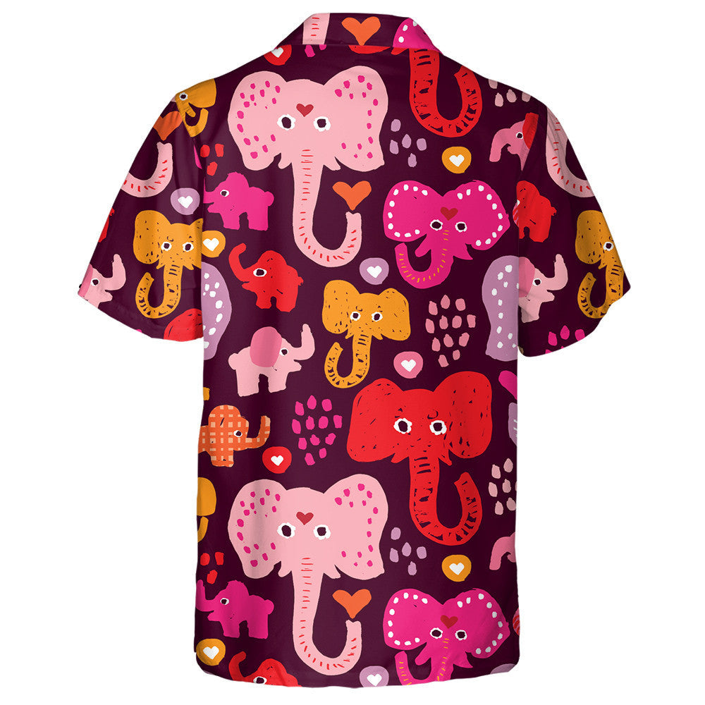 Colorful Circus Elephant In Different Size Hawaiian Shirt, Hawaiian For Gift