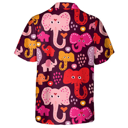 Colorful Circus Elephant In Different Size Hawaiian Shirt, Hawaiian For Gift