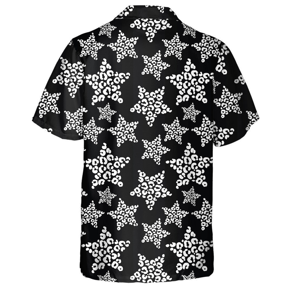 Black And White Stars In Leopard Spots Hawaiian Shirt, Hawaiian Shirt Gift, Christmas Gift