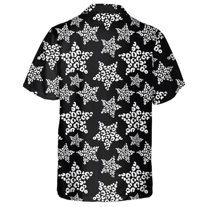 Black And White Stars In Leopard Spots Hawaiian Shirt, Hawaiian Shirt Gift, Christmas Gift