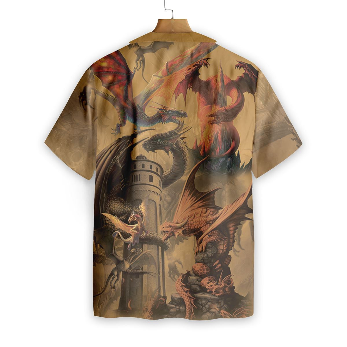 Dragon On The Castle Vintage Style Hawaiian Shirt,Hawaiian Shirt Gift, Christmas Gift