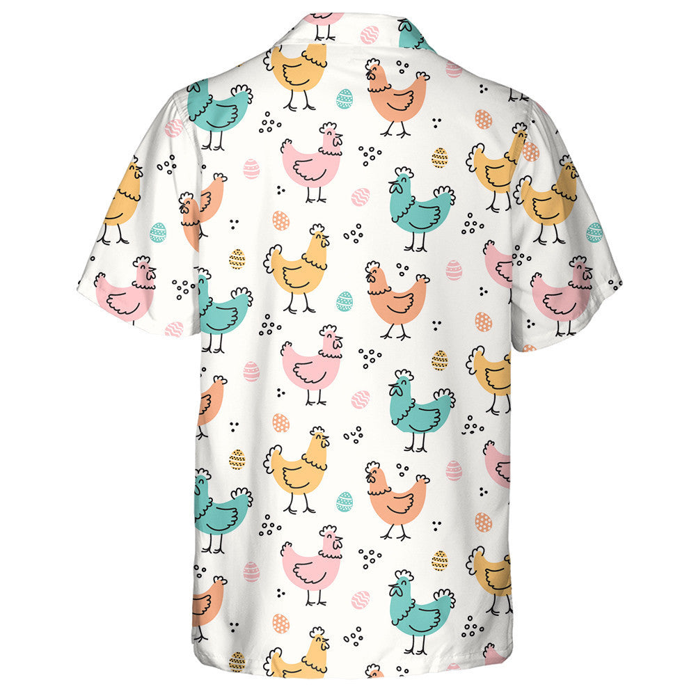 Happy Colorful Chicken With Egg Easter Hawaiian Shirt, Hawaiian For Gift