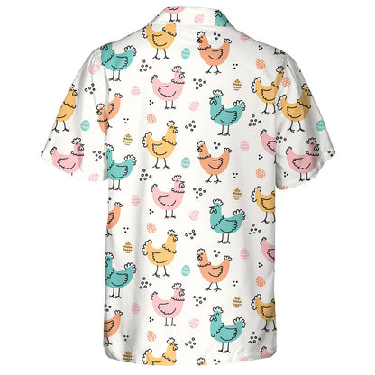 Happy Colorful Chicken With Egg Easter Hawaiian Shirt, Hawaiian For Gift