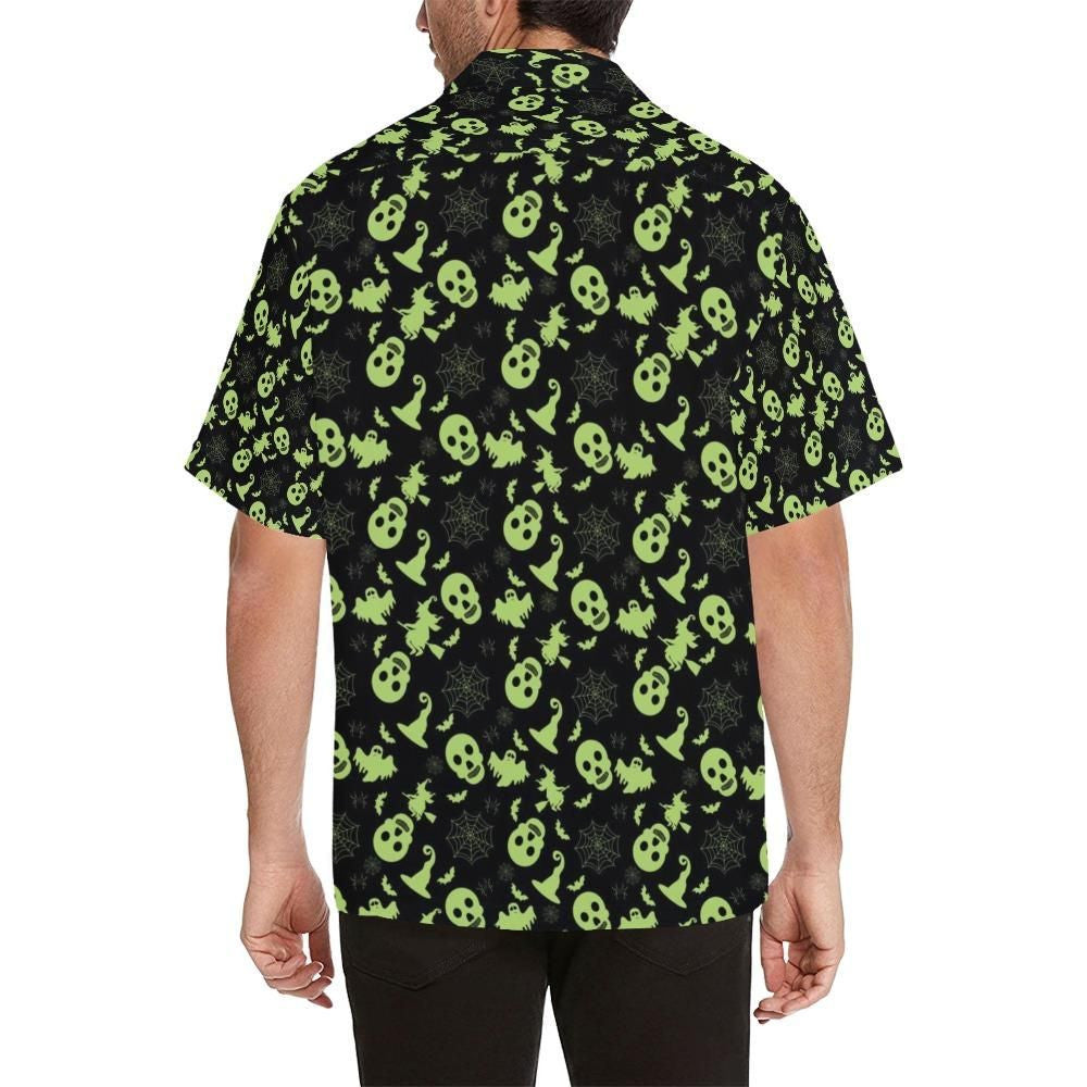 Witch Halloween Green Seamless Dramatic Hawaiian Shirt, Hwaiian For Gift
