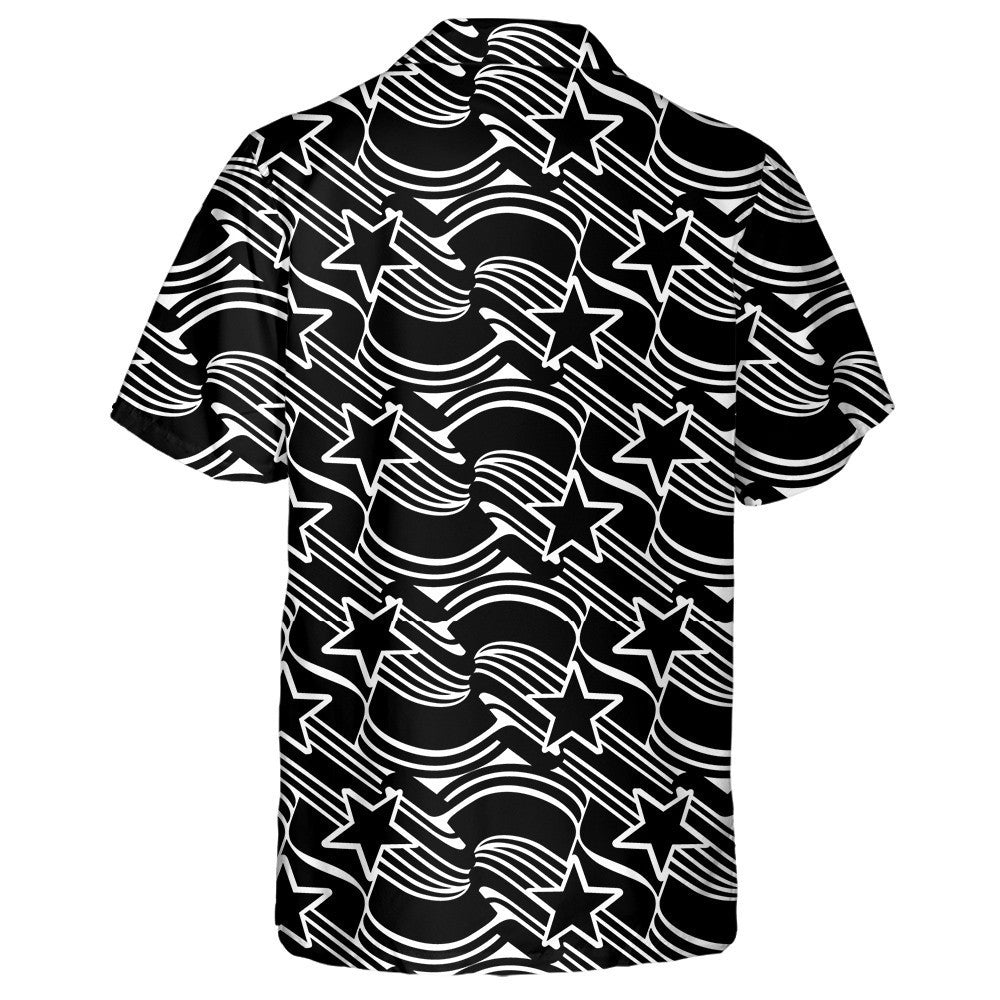 Patrún Imlíne Dubh Agus Bán Striped Agus Réaltaí Léine Haváís, Bronntanas Léine Haváíais, Bronntanas Nollag